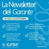 La newsletter del Garante 512 del 23 ottobre 2023